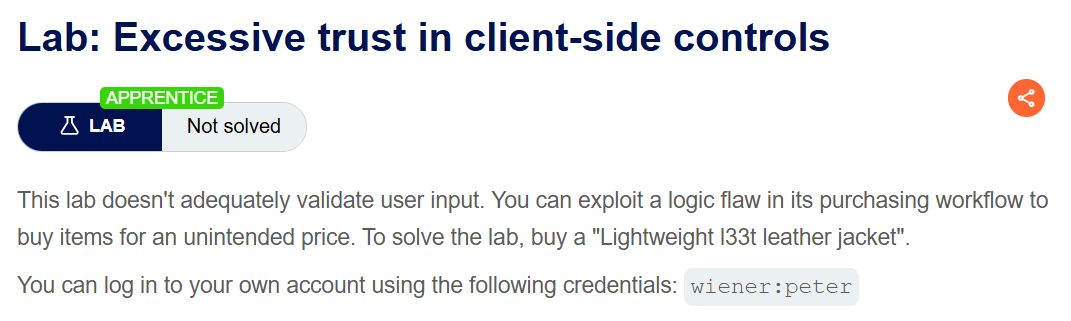 Excessive trust in client-side controls 랩 설명